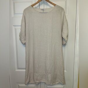 Rosemarine Casual 100% Linen Shirt Dress Shell Button Short Sleeves Italy Size S